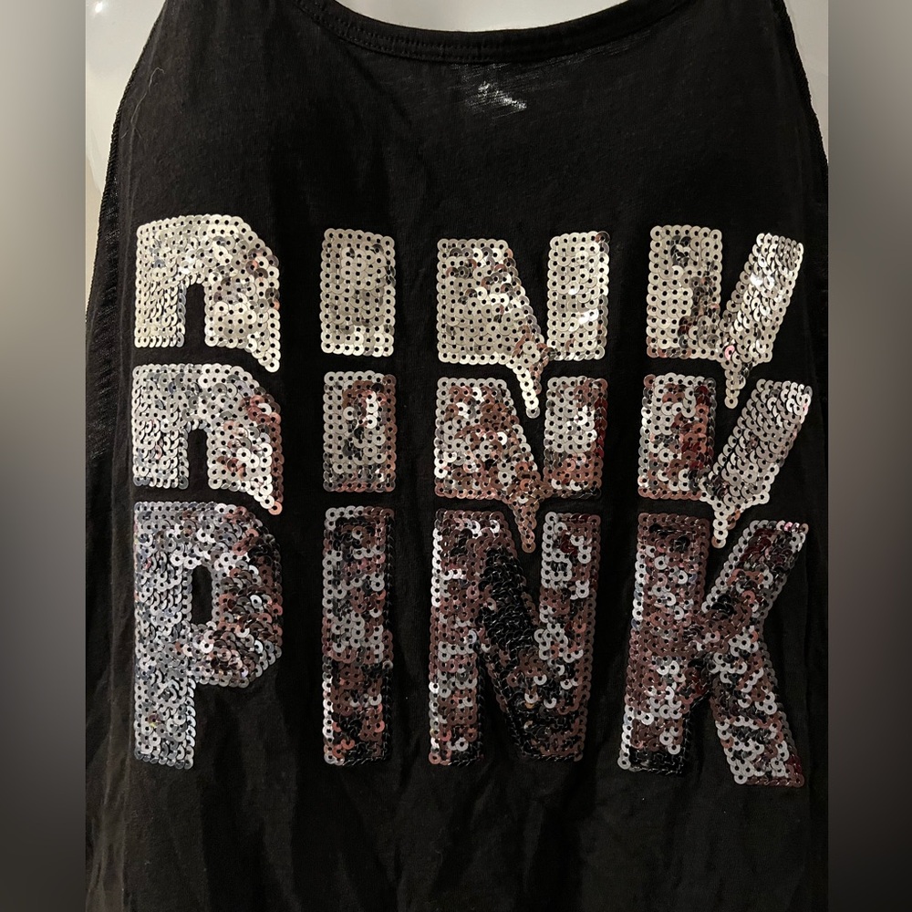 Victoria’s Secret Pink - black tank top, size large
